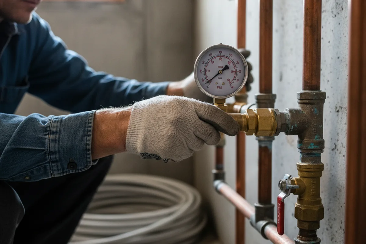 Pressure testing a repaired line during Water Line Repair in Dalbo